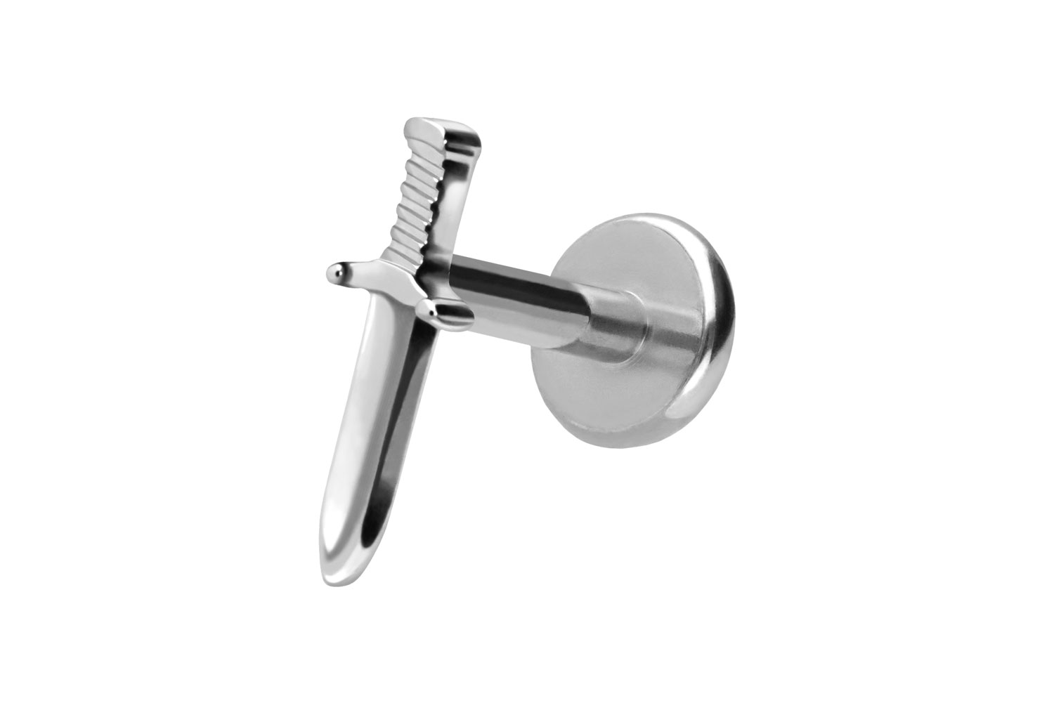 Titan Labret Piercing mit Push Fit SCHWERT